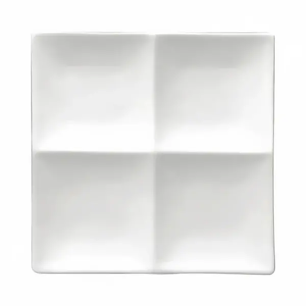 Oneida 9 7/8" Square Buffalo Plate - (4) Compartments, Porcelain, Bright White