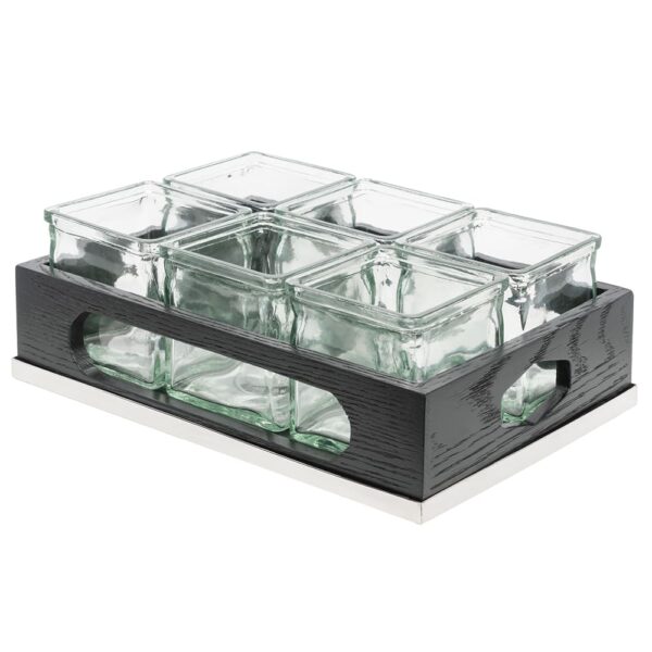 Rectangular 6 Compartment Condiment Jar Display